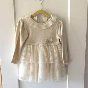 Mayoral Cream Long Sleeve Dress - 12m